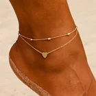 Ножные браслеты женские, летние, пляжные, в форме сердца