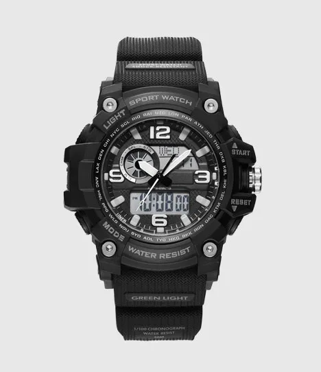Black Size L Горячие Xiaomi Mija открытый двойной дисплей цифровые часы считываемый ход Многофункциональный циферблат двойной дисплей времени Водонепроницаемый - Цвет: Black Size L