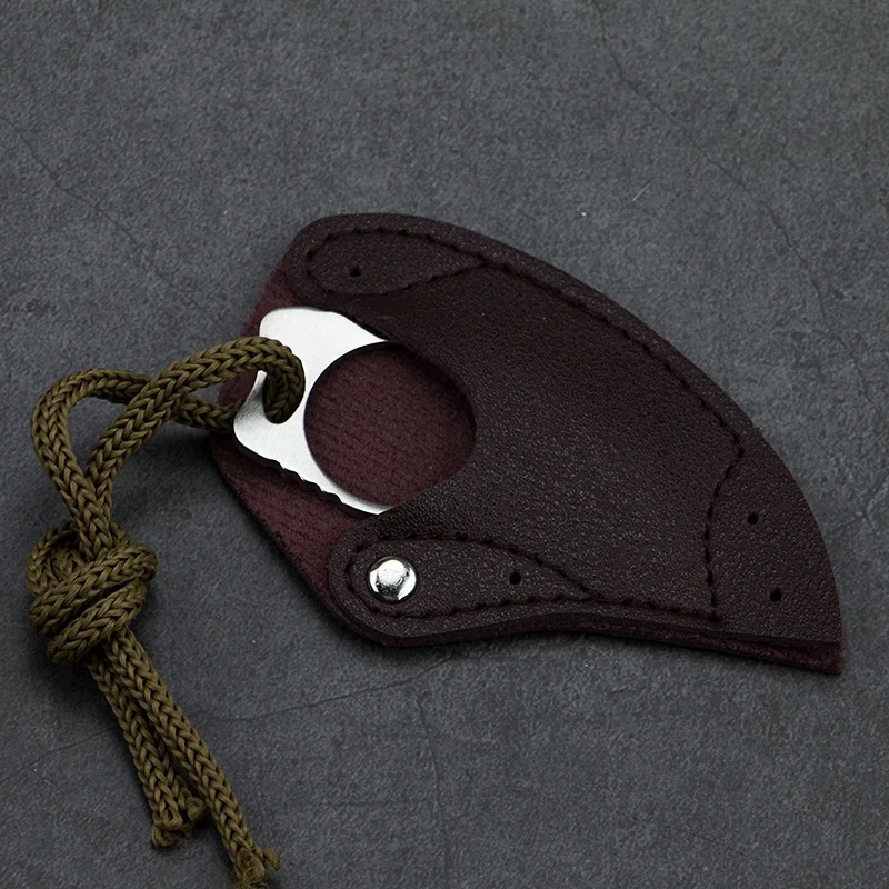 Карманный нож Karambit с кожаным ножом Портативный для когтей инструмент походов