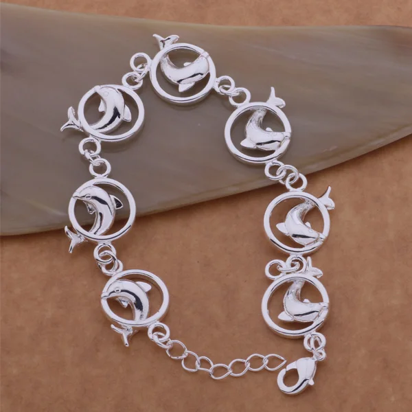 

AH036 Wholesale Lucky Silver Color Charm Bracelets For Women Popular Fashion 925 Jewelry All The Dolphins /ebwamtda Aefaivma