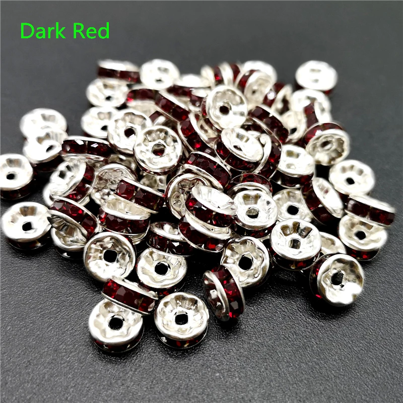 Dark Red 5/8/10 мм 50 шт Стразы Rondelles свободные металлический разделитель для бусин с украшением в виде кристаллов бусины для самостоятельного изготовления ювелирных изделий Аксессуары - Цвет: Dark Red