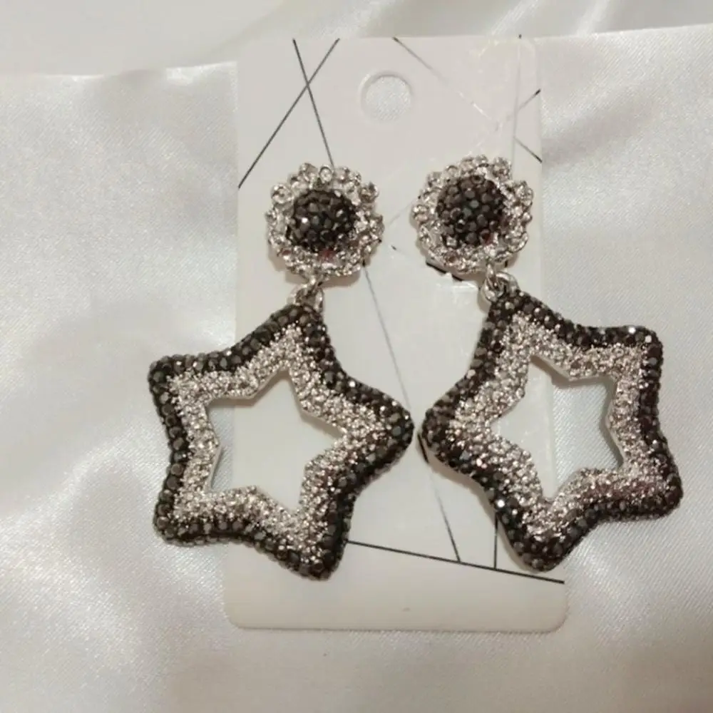 Элегантные золотые серебряные серьги со стразами и звездами Женские уникальные