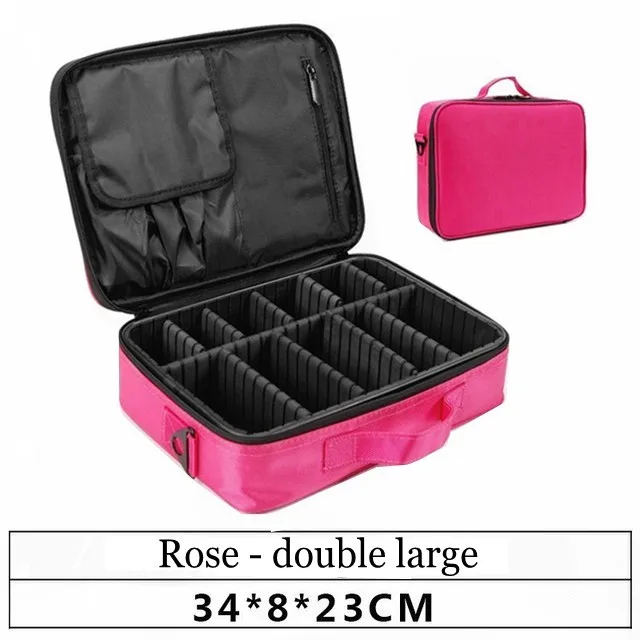 Double Red Косметический чехол, чехол для костюма, Многоэтажный большой профессиональный косметический мешок, женский косметический Органайзер для хранения, косметичка - Цвет: Double Red