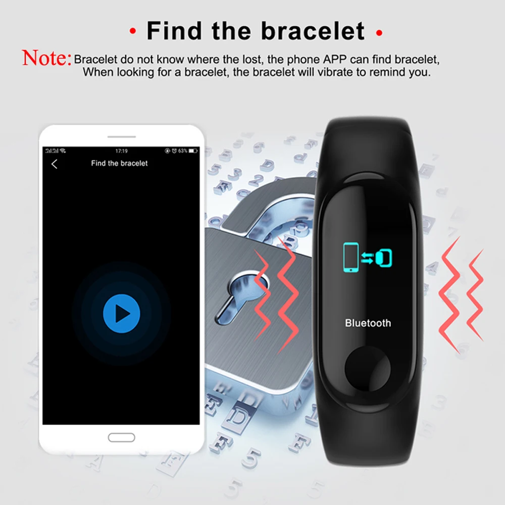 Bluetooth M3 умные браслеты кровяное давление монитор сердечного ритма цветной