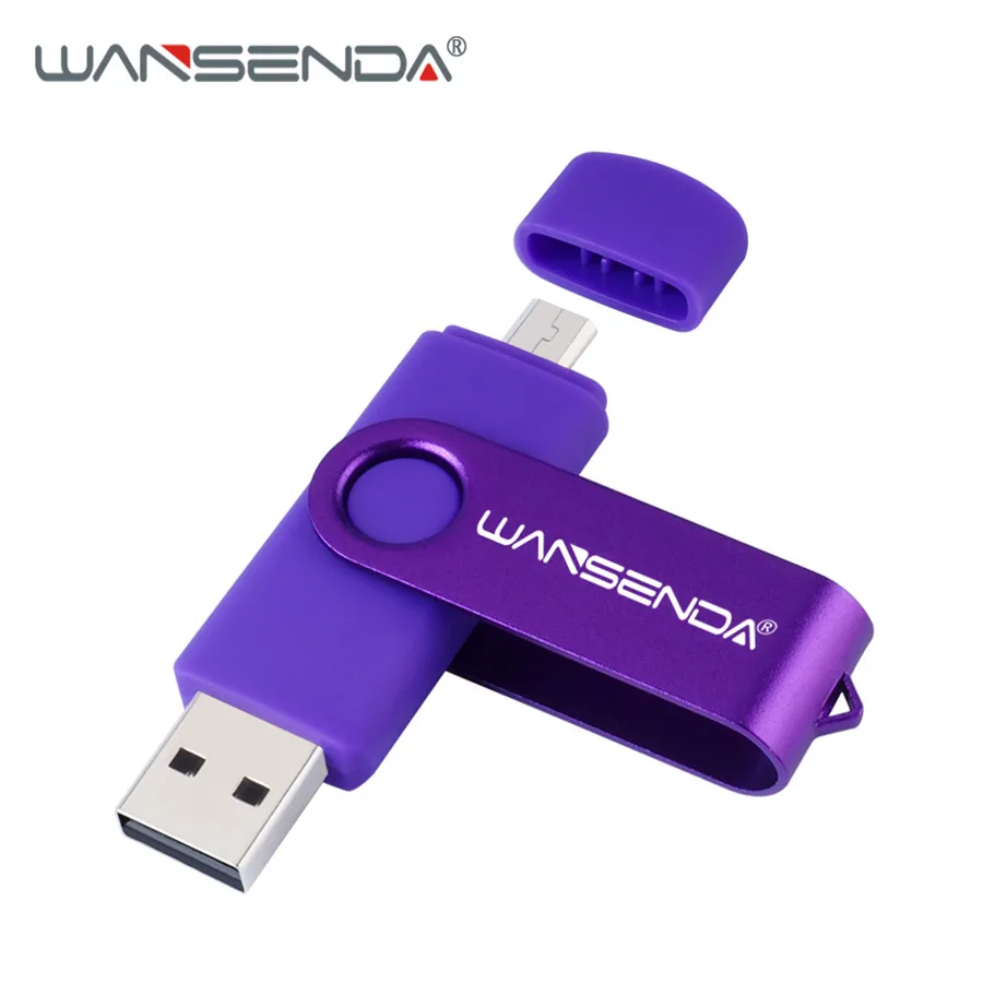 Фиолетовый Флеш-накопитель WANSENDA OTG USB 128 Гб 64 Гб Флешка 8 ГБ 16 ГБ 32 ГБ флеш-накопитель 256 ГБ USB флеш-карта памяти для Android/планшетного ПК - Цвет: Фиолетовый