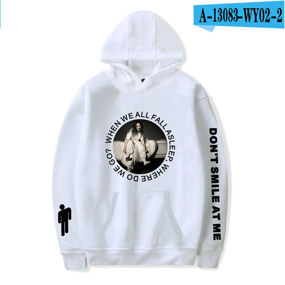 white Популярная женская/мужская одежда с капюшоном и принтом FADUN Tommee Billie Eilish, повседневные толстовки с капюшоном K-pops, толстовки размера плюс 4XL - Цвет: white