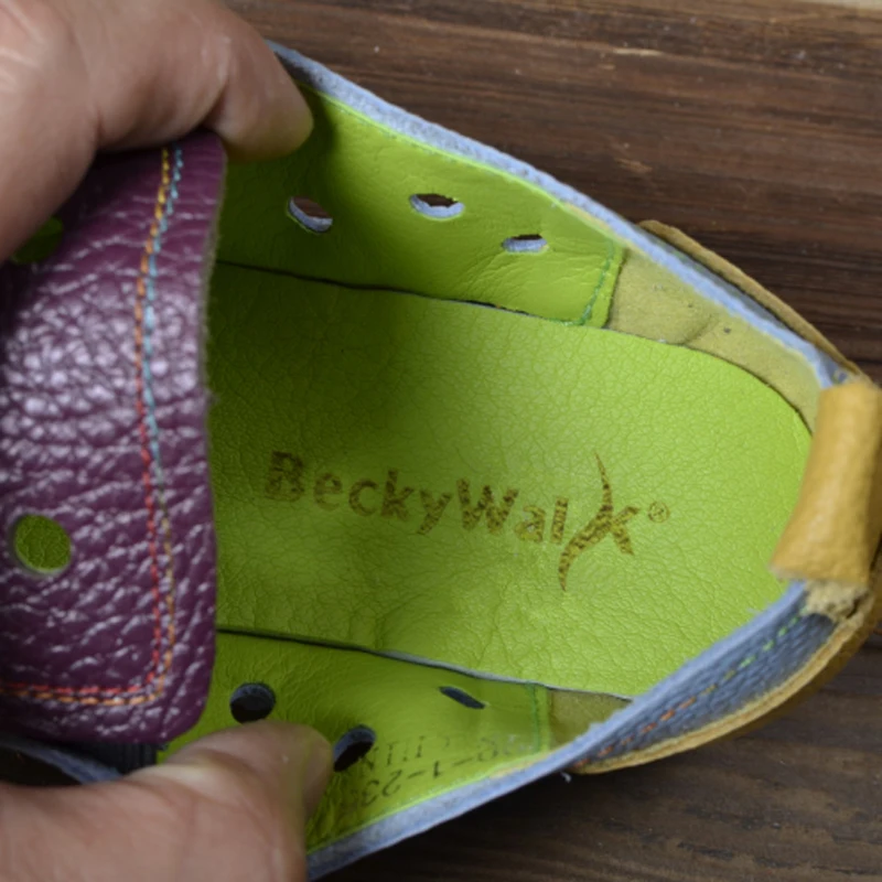 Мокасины BeckyWalk женские из натуральной кожи лоферы обувь ручной работы пэчворк с