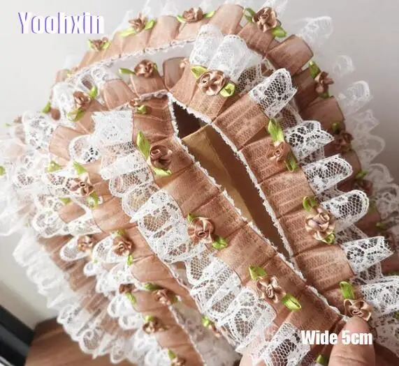 Новая Коричневая 3D Цветочная вышивка 5 см в ширину кружевная обшивка лента сделай