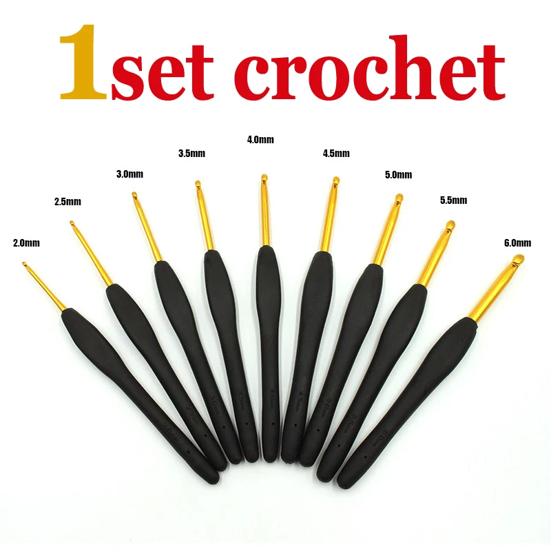 9ps crochet hook Высокое качество 9 шт./компл. TPR Силиконовый мягкий на ощупь, Алюминий вязанные крючком DIY Вязание свитер игольчатый стены дома ремесел инструменты с посылка - Цвет: 9ps crochet hook