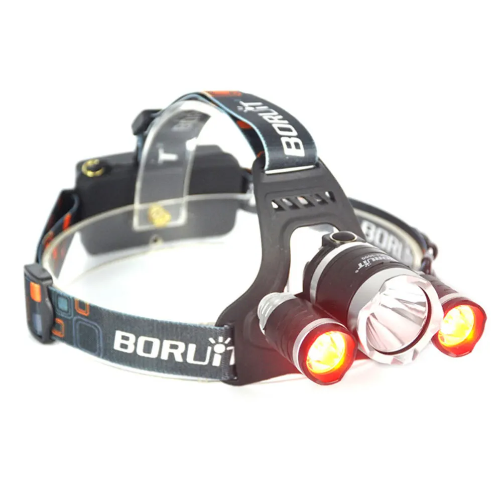 A BORUIT XML T6 XPE красный светодиодный налобный фонарь 18650 Батарея USB Зарядное устройство задний фонарь с 3 режимами Водонепроницаемый налобный фонарь для кемпинга, охоты, фонарик - Испускаемый цвет: A