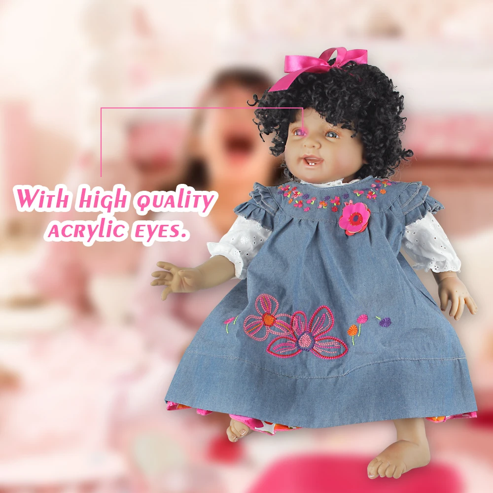 Кукла NPK 55 см черная мягкая силиконовая для всего тела|doll soft|reborn baby dolls newbornreborn doll |
