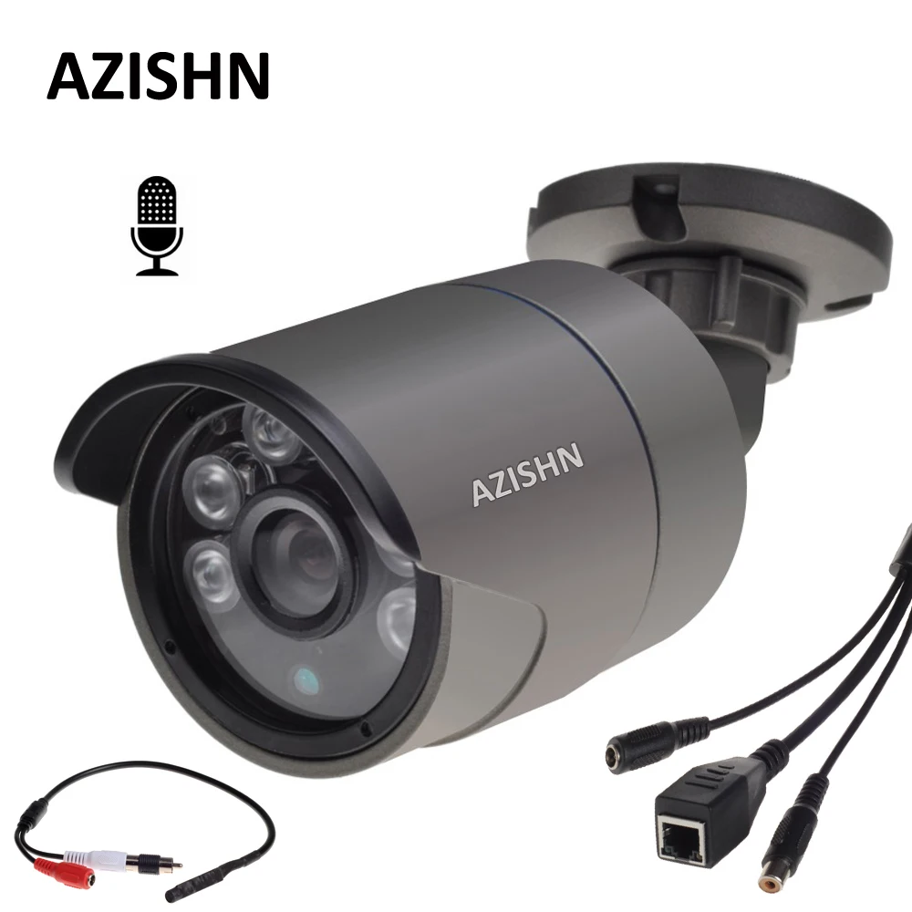 AZISHN ONVIF Проводная аудио IP камера 720P/960P/1080P H.264 Сетевая P2P микрофон захват