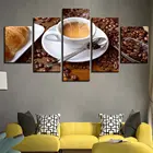 Картина на холсте для гостиной, настенное искусство, 5 шт., ароматные картины для кафе, хлеба, печать, плакат в зернах кофе, кухни, модульный домашний декор