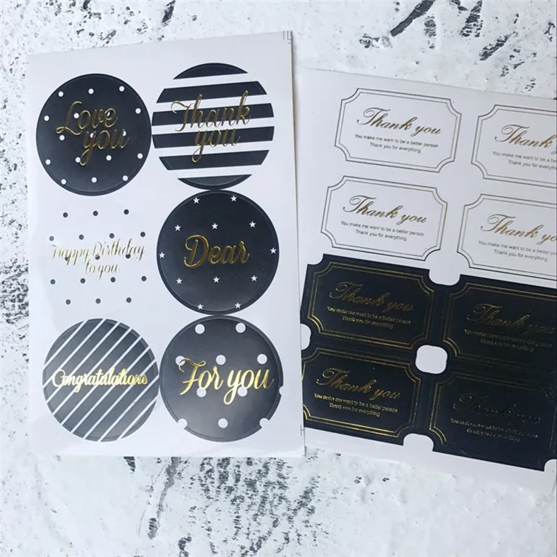 6pcs или 8pcs спасибо Круглый/квадратный дизайн Стикеры этикетки печать подарочная
