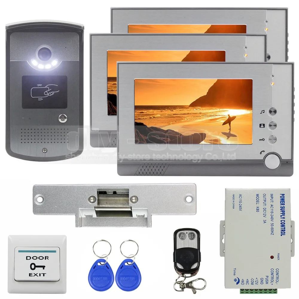 Видеодомофон DIYSECUR Strike Lock дверной звонок видеодомофон с дистанционным