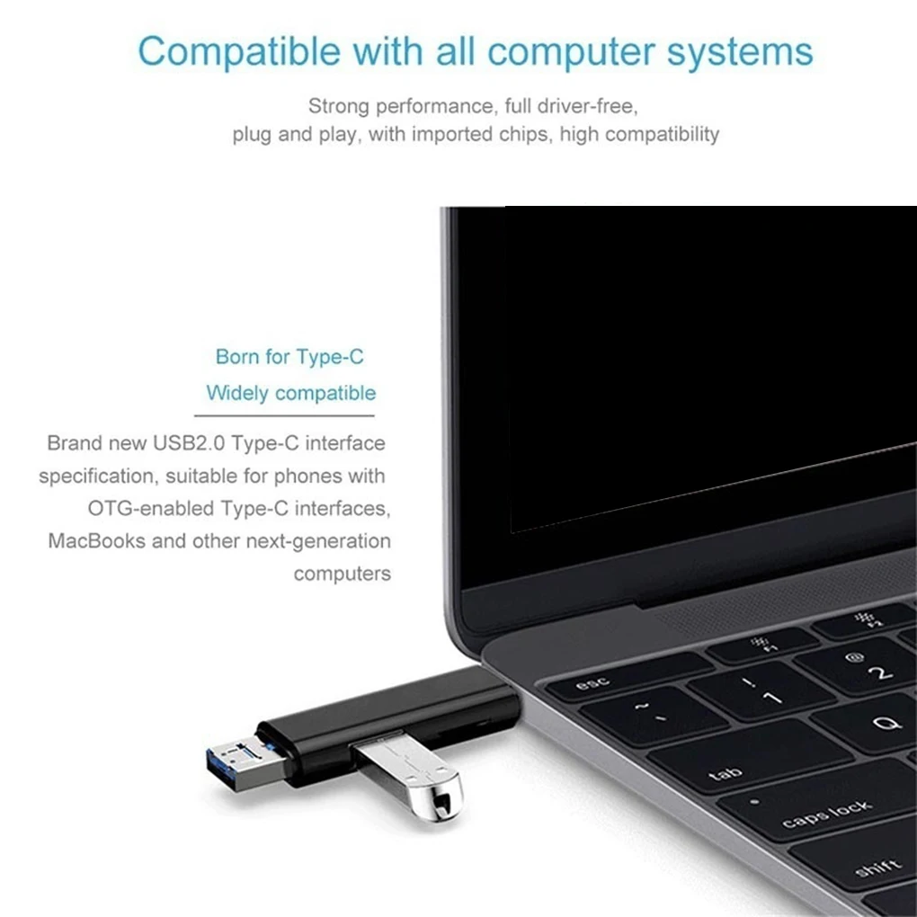 3 в 1 type-C кард-ридер Micro usb type-C флэш-накопитель адаптер разъем Высокоскоростной TF кард-ридер