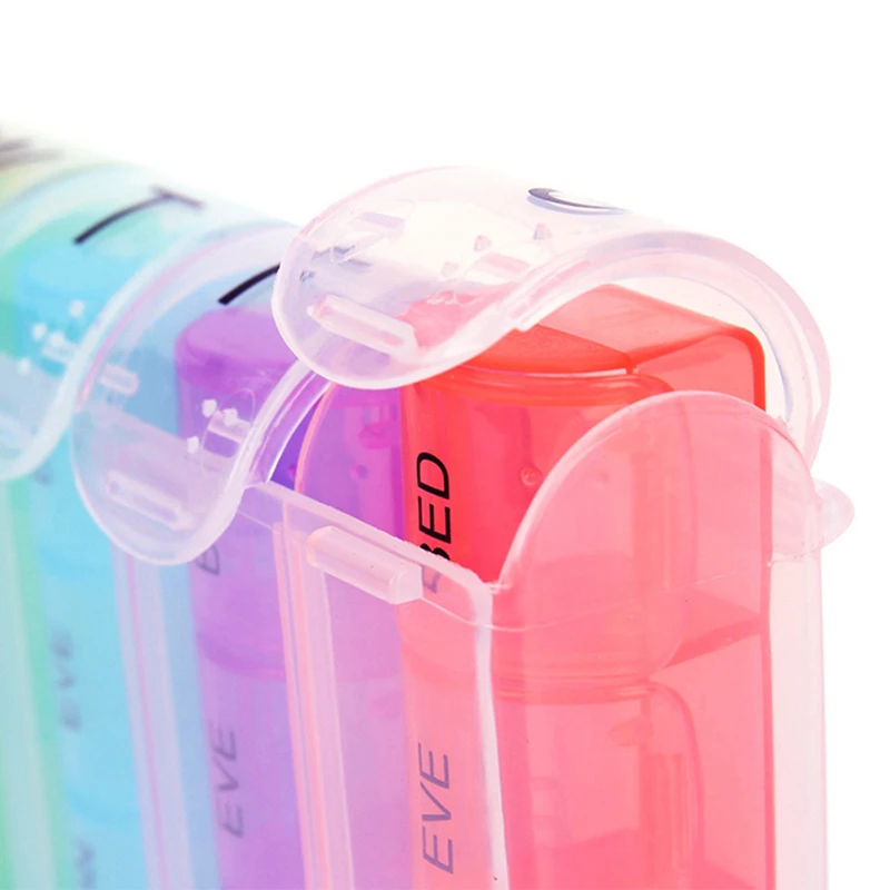 Цветная коробка для таблеток 7 дней еженедельная 28 ячеек практичный держатель