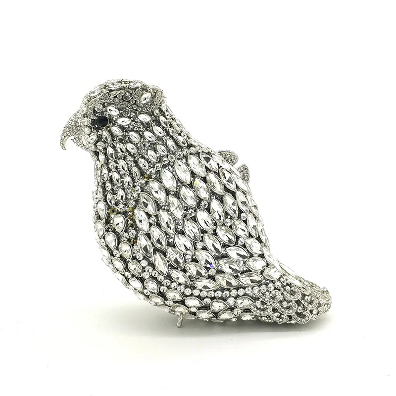 Color 8 silver Женские сумки из натуральной кожи Свадебные кошелек для свадьбы, вечеринки Женская Вечеринка сумка бриллиантами Птица Попугай расшитая кристаллами сумочка-клатч элегантный кристалл кошелек - Цвет: Color 8 silver