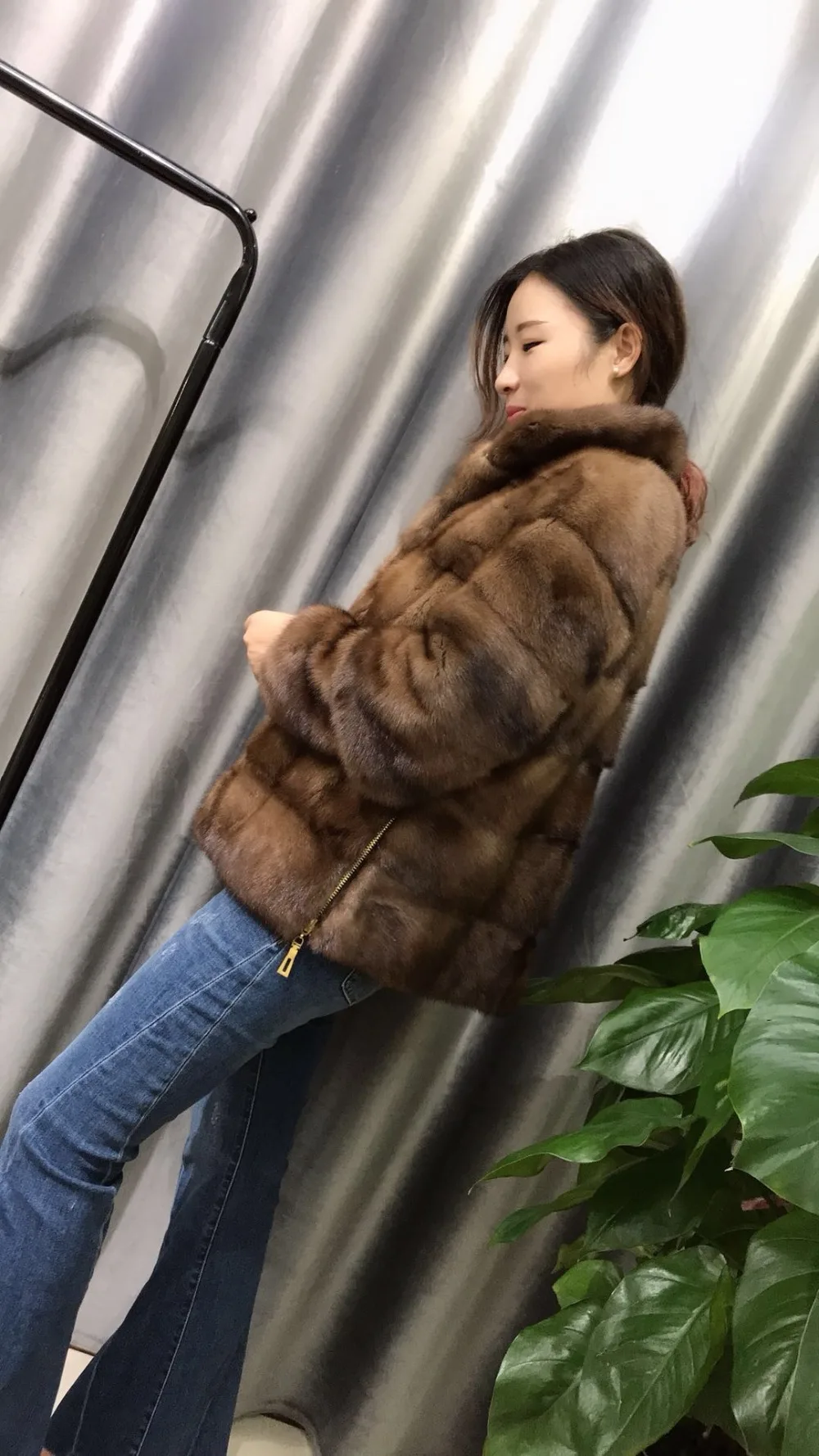 Трендовое пальто из натурального меха норки для женщин, Креативная одежда с кромкой на молнии, верхняя одежда из натурального меха Харадзюку, зимнее теплое пальто, куртка