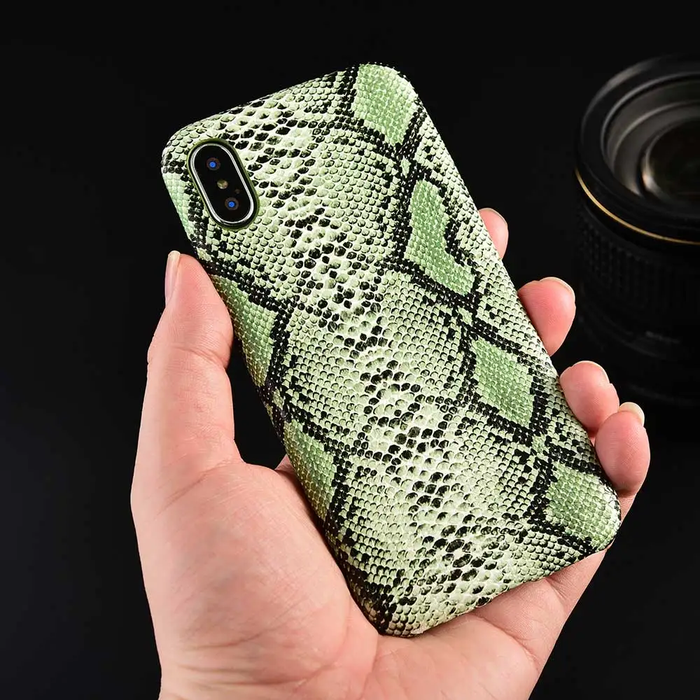 Snake light green Boucho для iPhone XS Max XR X 11 Pro Max Змеиный Леопард крокодиловая кожа чехлы для телефонов для iPhone 8 7 6 6S plus Мягкий чехол из искусственной кожи - Цвет: Snake light green