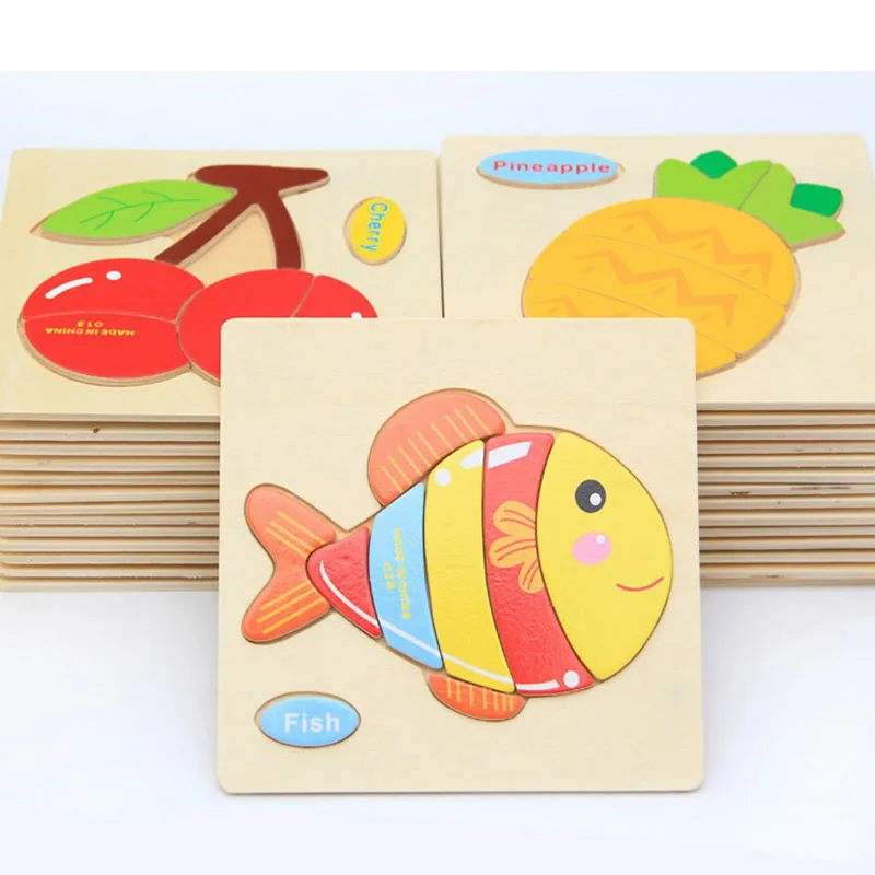Новый детский деревянный пазл с животными и растительным движением Обучающие