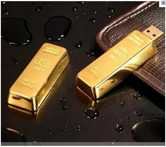 Золотой usb флэш-накопитель металлический флеш-накопитель 4 ГБ 8 ГБ 16 ГБ 32 ГБ 64 Гб Золотой бар USB2.0 флеш-память, переносной usb-накопитель слиток палка диск подарок