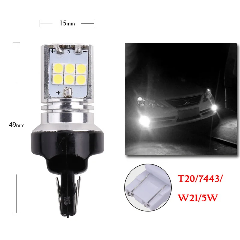 2 шт. нет Hyper Flash 7443 светодиодный Canbus 21 Вт W21/5 Вт T20 3030 15 Переключающийся белый красный светодиодный лампочка для стоп-сигнал поворот сигнальные огни 12 В