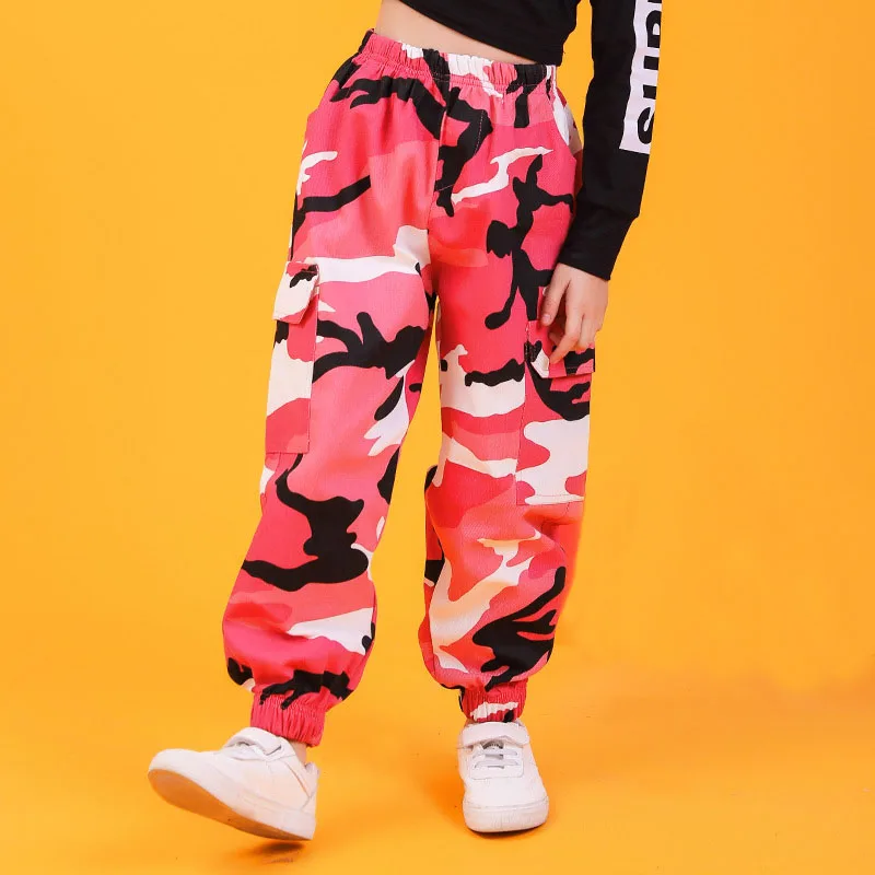 rose pants Детская одежда в стиле хип-хоп; толстовка; Топ; Укороченная рубашка; камуфляжные повседневные штаны для девочек; танцевальный костюм; одежда для бальных танцев - Цвет: rose pants