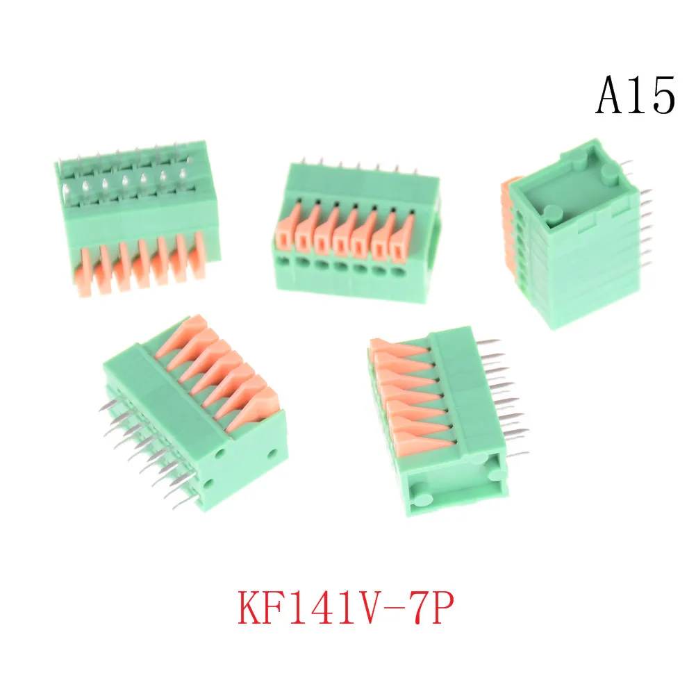 15 5 шт. HUXUAN KF141R KF141V 2,54 мм шаг PCB прямое стопы разъемы 2/3/4/5/6/7/8/9/10P Весна Screless Медь клеммной колодки - Цвет: 15