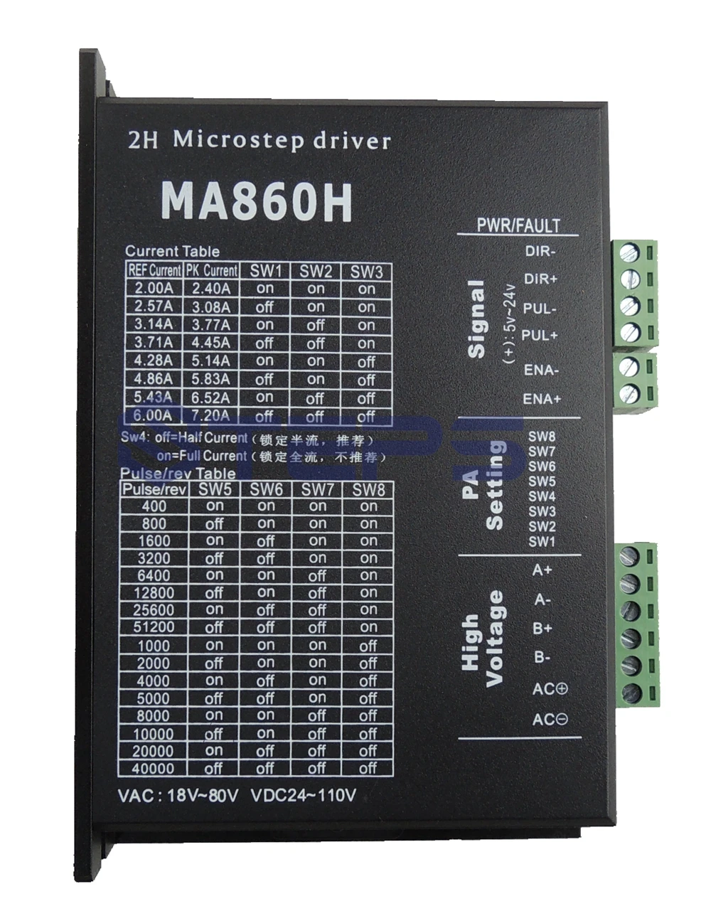 Драйвер шагового двигателя с ЧПУ MA860H 24 110VDC 256 деление замена leadshine 2 фазы 18 80VAC