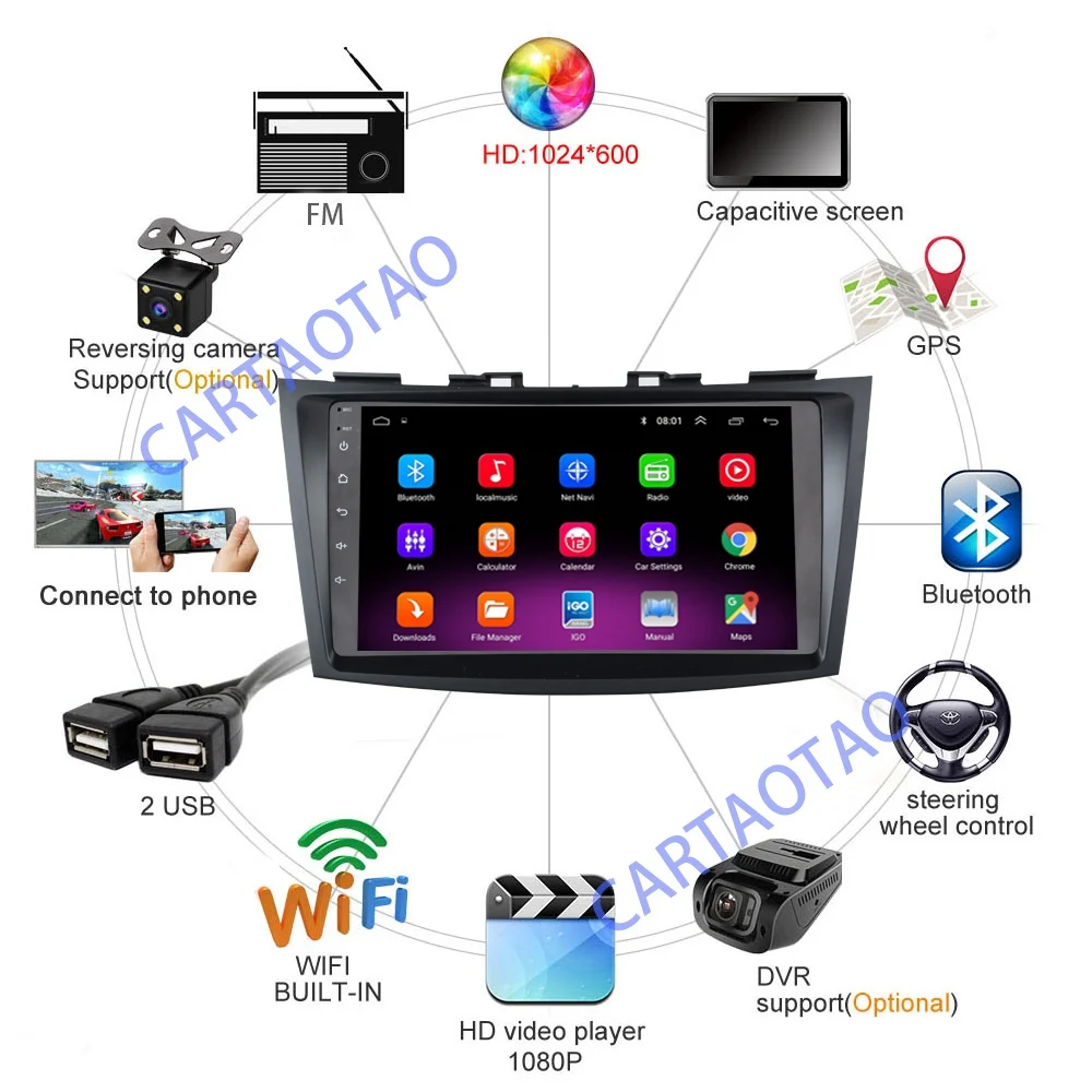 Автомобильный DVD плеер 9 " Android 8 1 GO для Suzuki Swift 2011 2012 2013 2014 2015 автомагнитола GPS