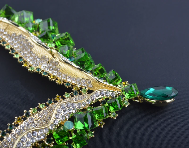 Свадебное ожерелье серьги наборы зеленый цвет чешский камень кристалл комплект