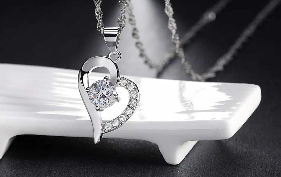 ORSA JEWELS серебряное ожерелье в форме сердца с кристаллами, вставленное серебряным цветом, женские украшения на День святого Валентина, подарок любителю ON19