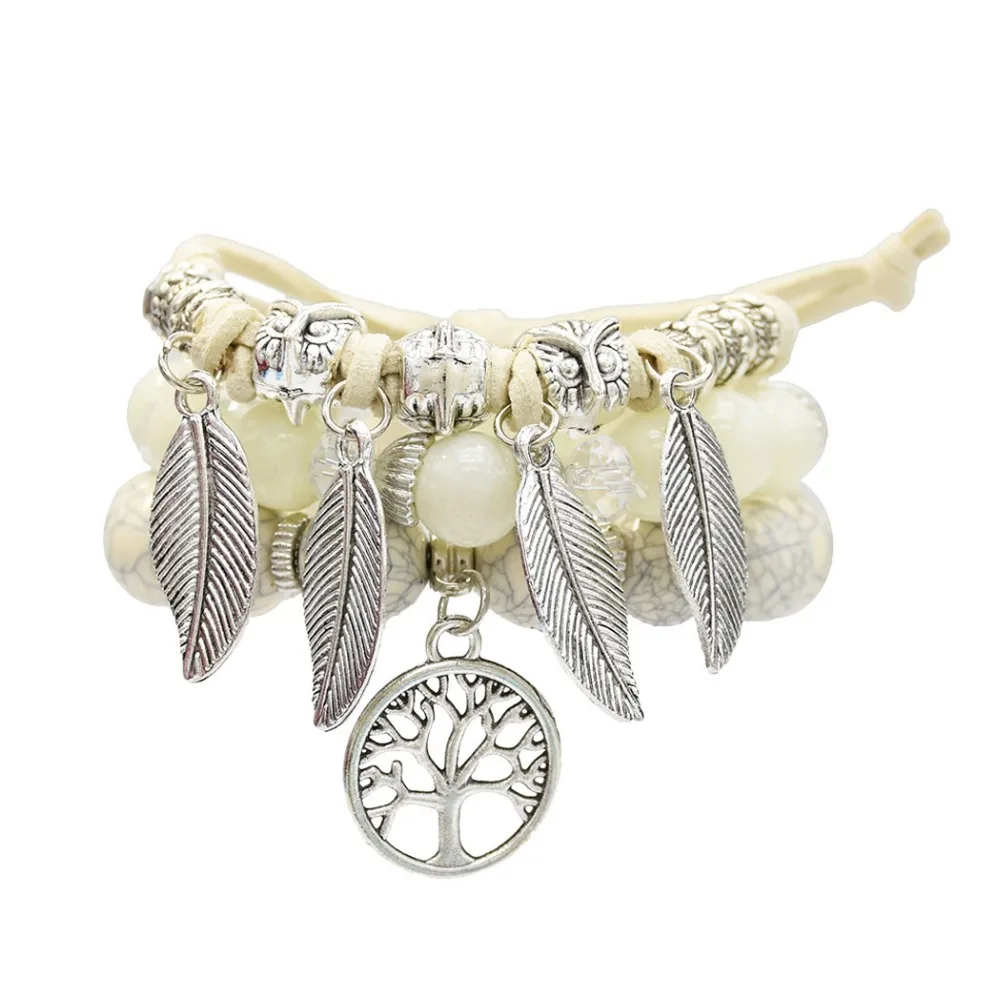 Tibet Vintage Resin Crystal Bracelet &amp Bangle Pulseras Ethnic Jewelry Boho Multilayer Bead Tree of Life Bracelets for Women Men |