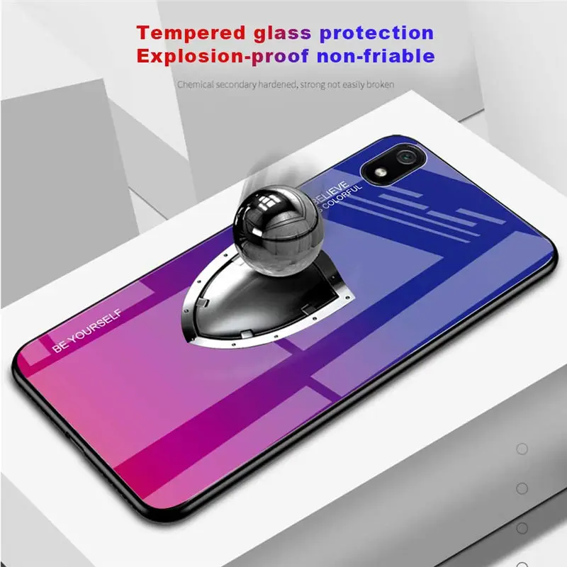 Защитный чехол из закаленного стекла с градиентом для Xiaomi Redmi 7A K20 Pro MI 9T CC9e A3 40