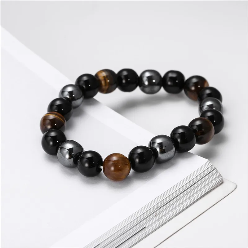 Мужские браслеты для фитнеса в стиле панк браслет из натурального тигрового