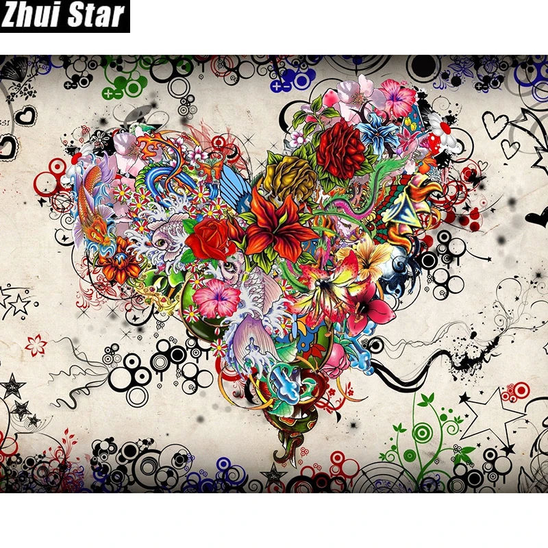 Чжуй со звездным принтом площадь дрель 5D DIY алмазная живопись &quotСердце с