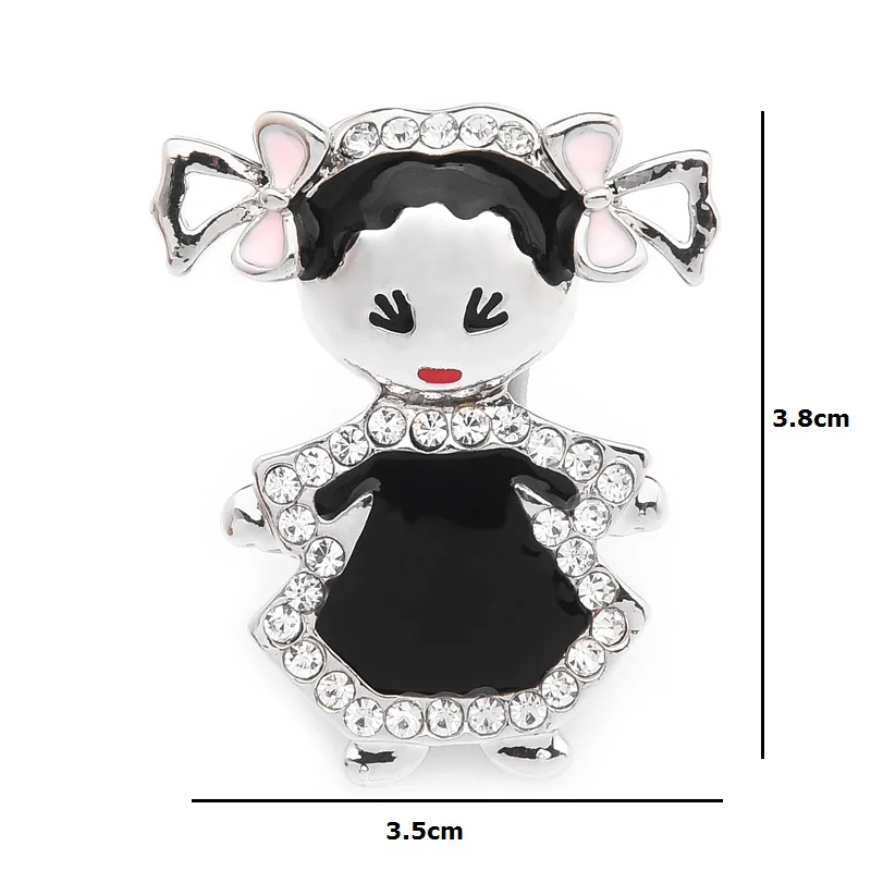 Inokeey Crying Little Girl Brooches Wearing Black Dress with 2 Ponytails Brooch Pins Princesses For Women | Украшения и