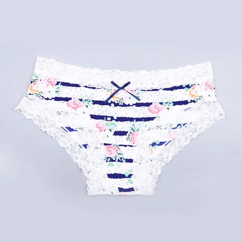 Women's Sexy Lace Cotton Pleated Hem Panties Casual Low Waist Lady's Underwear Knickers Wholesale 2018 |