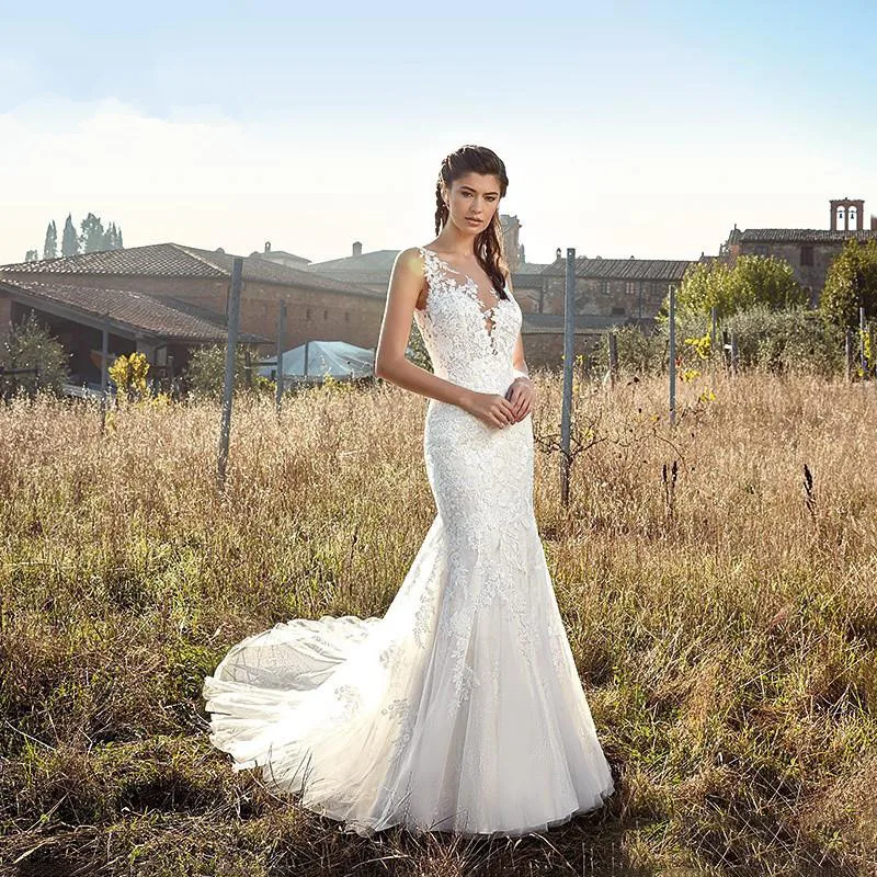 Тюлевое кружевное платье невесты сексуальное платье с открытой спиной vestido de noiva белое платье цвета слоновой кости Новое свадебное платье русалки