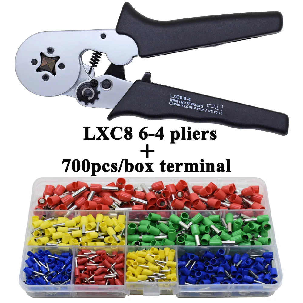 LXC8 10С 0,25-10mm2 23-7AWG LXC8 6-4/6-6 0,25-6mm2 LXC8 16-4 обжимные клещи электрическая трубка Клеммы Коробка мини фирменный Зажим инструменты - Цвет: LXC8 6-4 700H