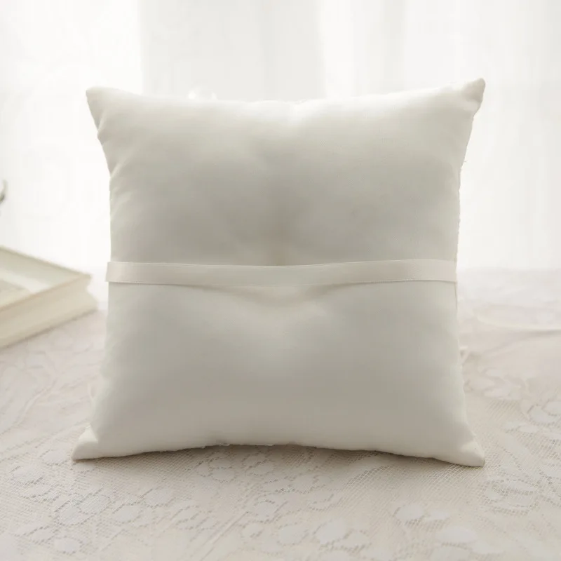 Кружевное жемчужное свадебное кольцо 20x20 см Подушка цвета слоновой кости для