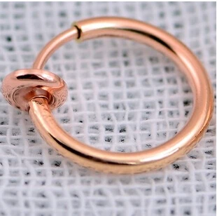 Rose Gold 2 шт поддельное кольцо для носа готический панк для губ, ушей, носа на клипсах поддельные пирсинг носа губы кольца серьги золотые розовые золотые украшения для тела - Окраска металла: Rose Gold