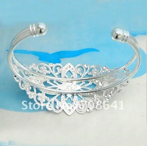 Новые посеребренные латунные филигранные цветы без надписей браслет браслеты
