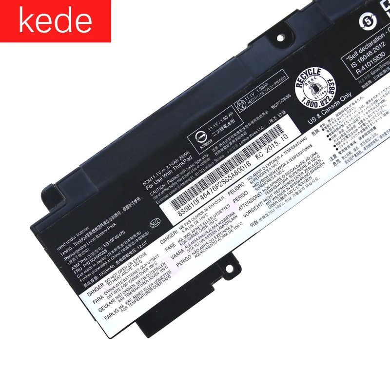 Аккумулятор для ноутбука lenovo ThinkPad T460s 01AV405 01AV407 SB10J79004 SB10F46463 00HW024 00HW025 11,1 V 24Wh 00HW038