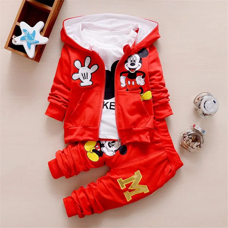 Brand New Baby Boys Clothes Set Minnie Mickey Cartoon Kids Girls Tracksuit Clothing Suits Autumn 3Pcs Sets Hooded Coat Toddler | Детская