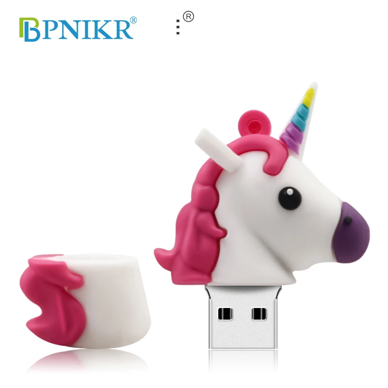 Белый Цветной usb-накопитель с единорогом, 4 ГБ, 8 ГБ, 16 ГБ, 32 ГБ, u-диск, милая флеш-карта памяти, 64 ГБ, флеш-накопитель, USB флеш-накопитель - Цвет: Белый