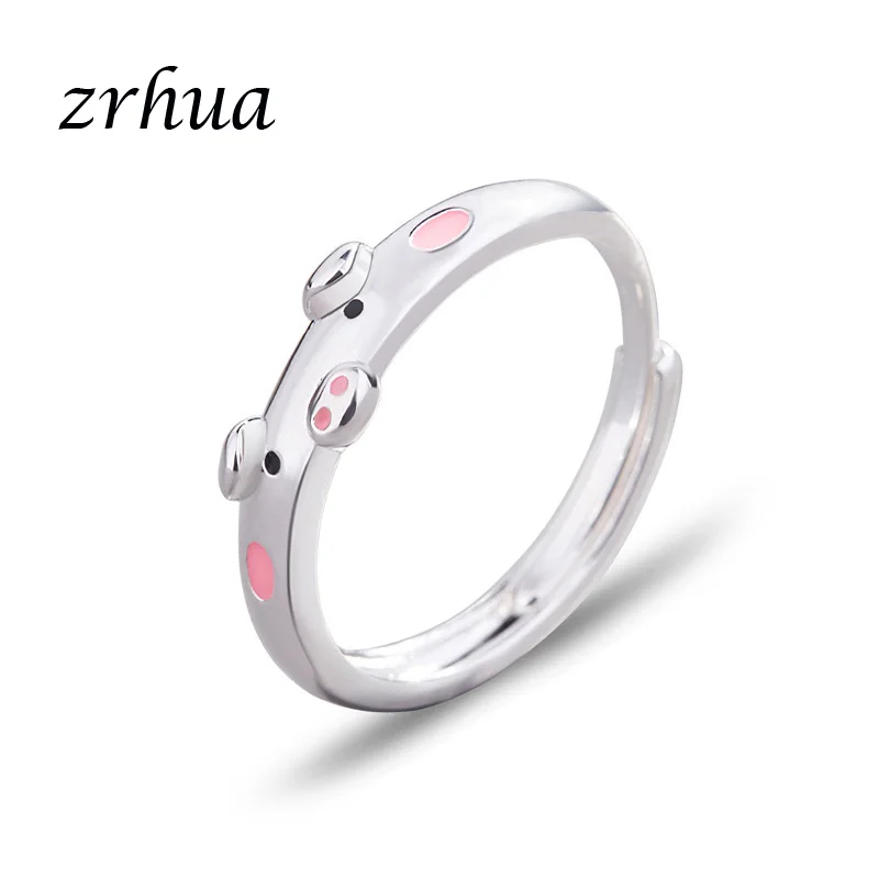 ZRHUA, высокое качество, 925 серебряные кольца, поросенок, милый палец, анилло для женщин и девушек,, вечерние ювелирные изделия, новинка, Женский Анель