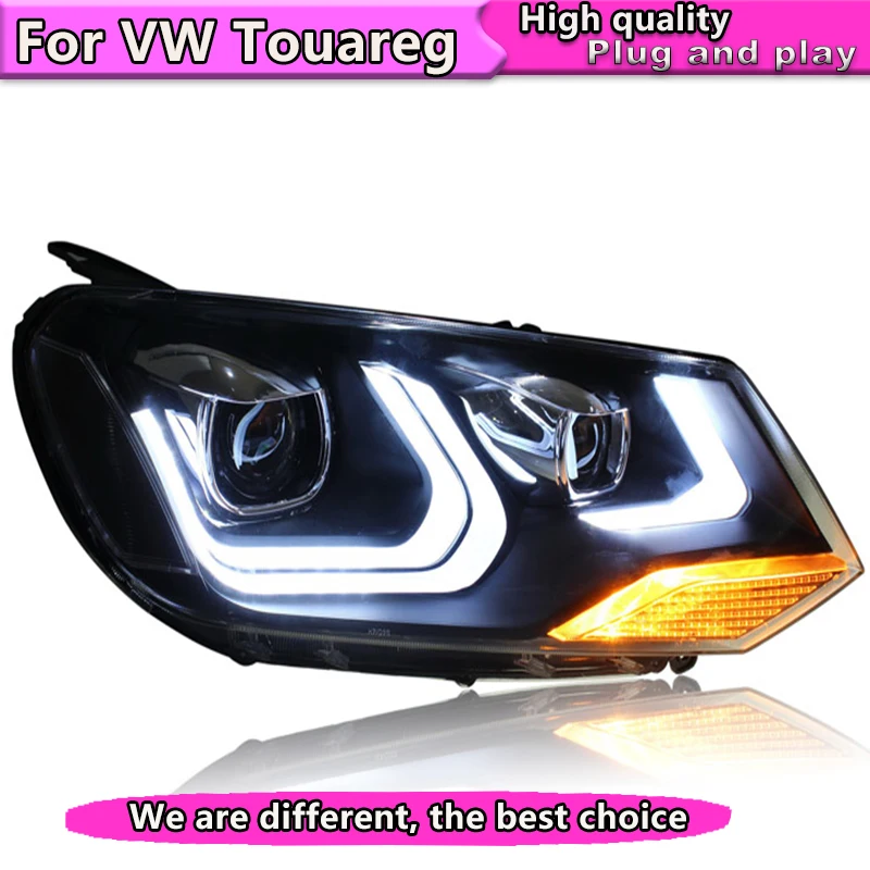 Автостайлинг для VW Touareg фары 2011 2014 светодиодный ные DRL линзы двойной луч H7 HID
