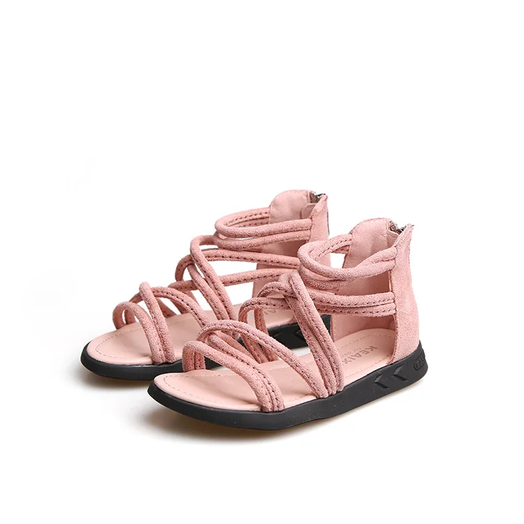 2017 летние коричневые винтажные сандалии гладиаторы для маленьких девочек